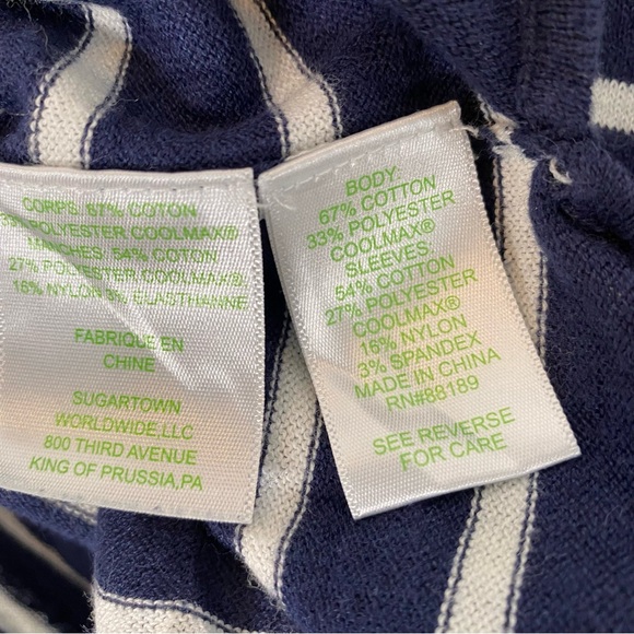 Lilly Pulitzer Navy White Stripe Tassel Side Knit Pullover - Picture 9 of 9